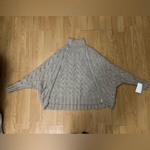 FREE PEOPLE oversized Cable-Knit Zip-Accent Women's Sweater wool alpaca blend.